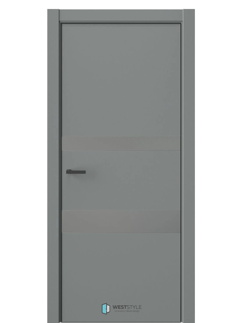 Межкомнатная дверь WestStyle Industrial IN16 ДО Зеркало сатин графит Морская галька